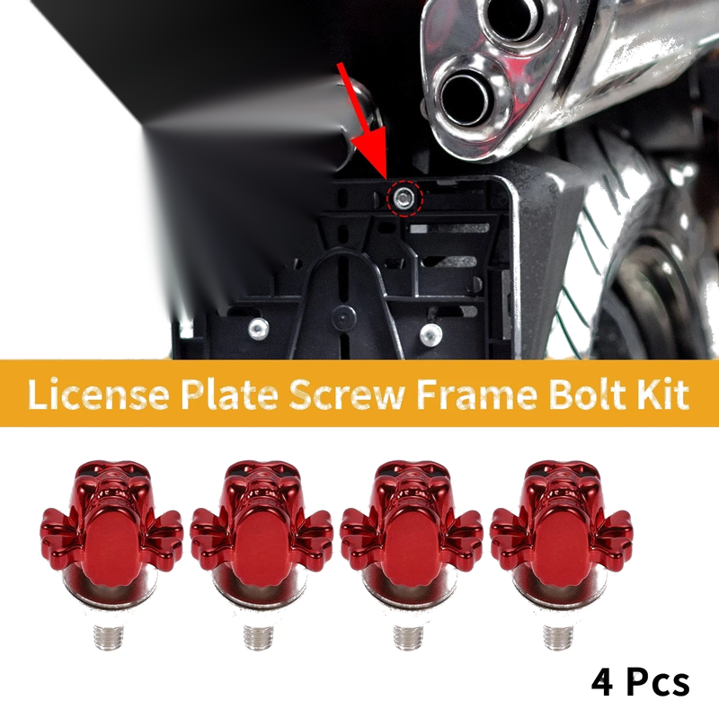 Universal Motorcycle License Plate Screws Cover 38mm Red 4 Pcs