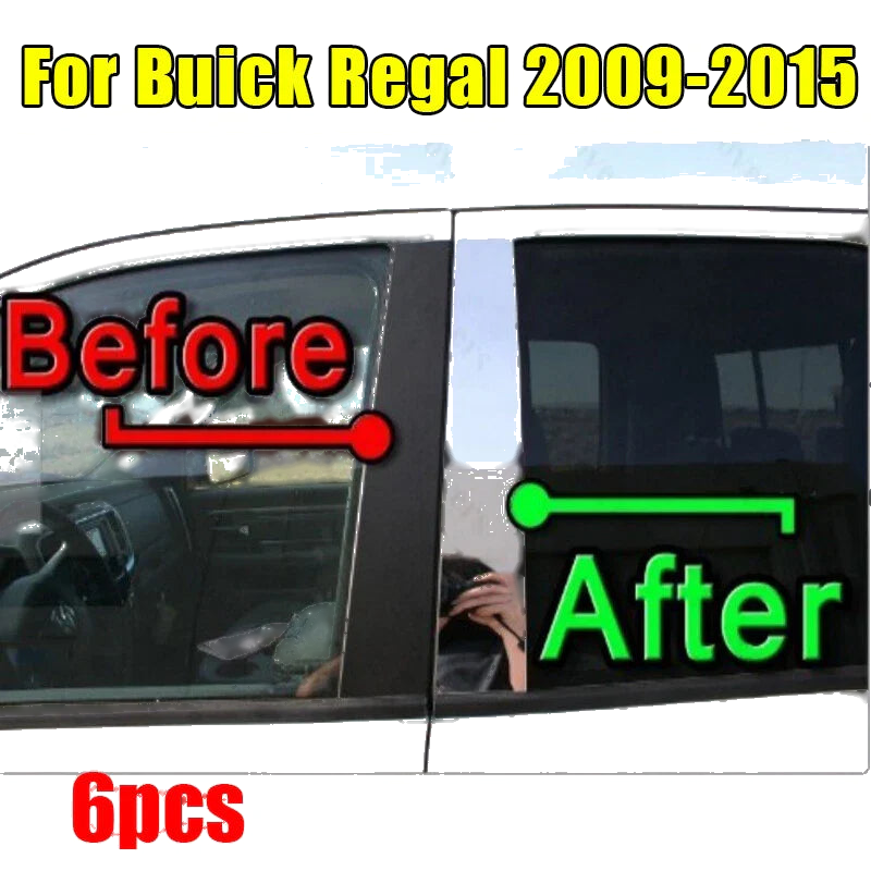 Buick Regal Pillar Trim Door Cover Mirrored Post / 6PCS Set / (2009–2015)