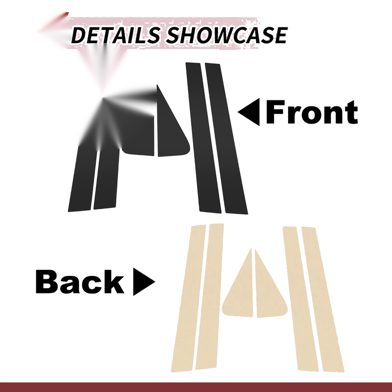 Ford Escape (2008-2012) Black 6 Pcs Door Pillar Window Trim