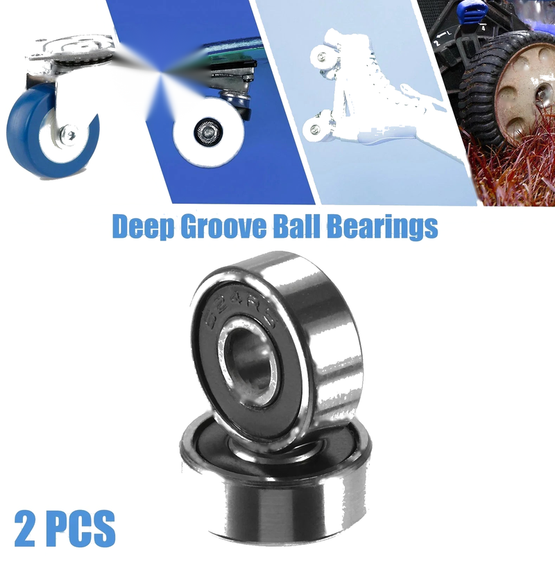 2 x 4x13x5mm Double Rubber Shield Auto Deep Groove Ball Bearings
