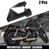 2 x 45mm Universal Motorcycle Exhaust Silencer Muffler Pipe Black