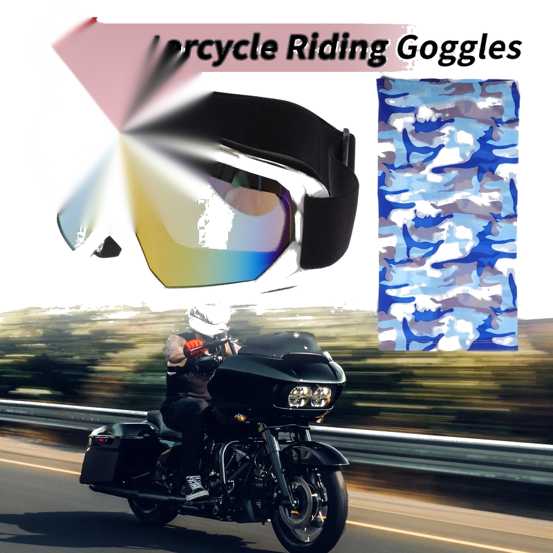 Motorcycle Riding Goggles Colorful Lens White Frame PC TPU Cycling Sunglasses