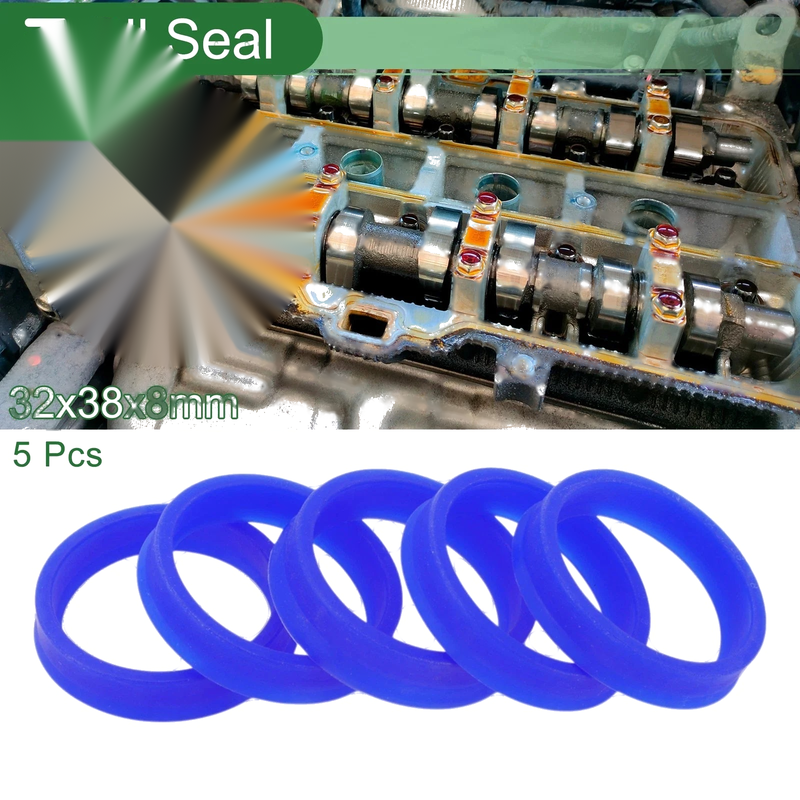 Oil Seal 32x38x8mm TPU Rotary Shaft Seal High Pressure Blue 5 Pcs