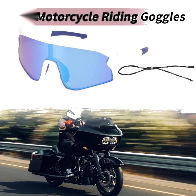 Motorcycle Set Goggles Blue Lens White Frame PC Triacetyl Cellulos