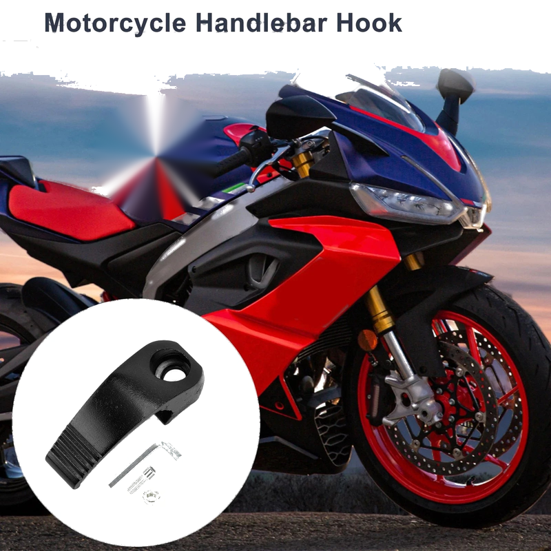 Motorcycle Rectangle Aluminum Hanging Hook / Hexagon / Wrench Nut Black
