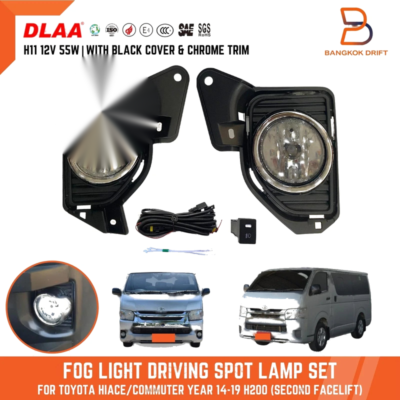 Toyota Hiace Commuter H200 (2014-2019) Black Cover Fog Lamp Spot Light