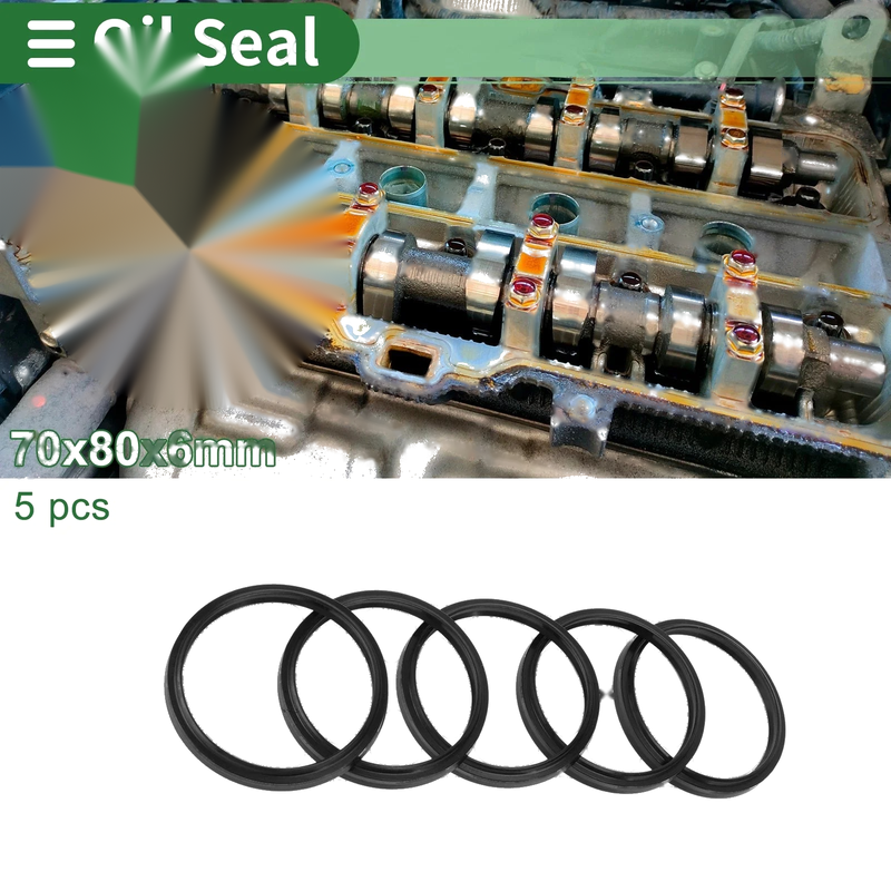 Oil Seal 70x80x6mm Black Seal Ring Rotary Shaft NBR Rubber 5 Pcs
