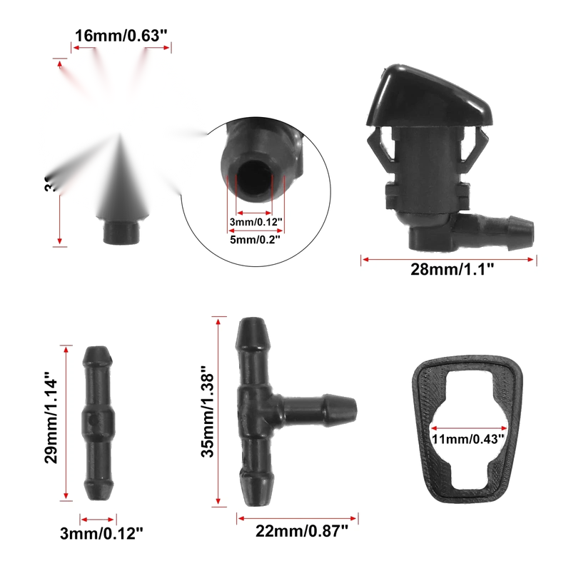 Jeep Liberty 7pcs Windshield Wiper Fluid Squirter Nozzles (2002-2007)