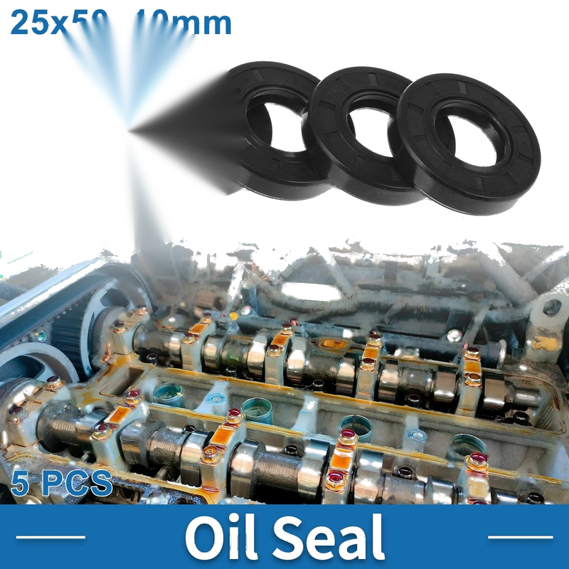 Oil Seal 25x50x10mm Nitrile Rubber Black 5 Pcs