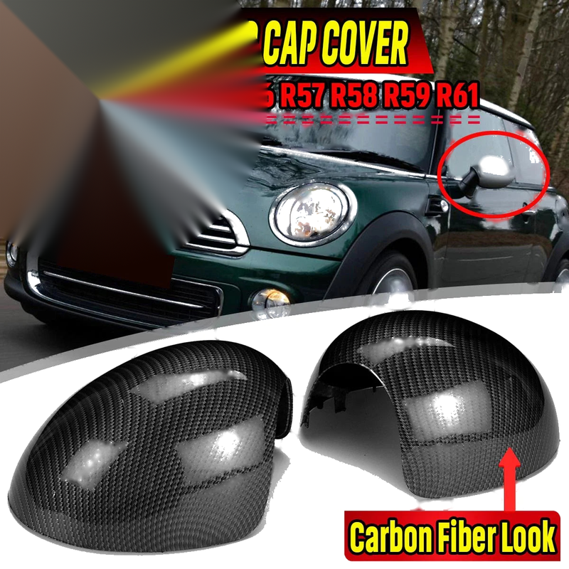 MINI Cooper R55 R56 R57 R59 R60 Carbon Style Mirror Cover Cap (2007–2013)