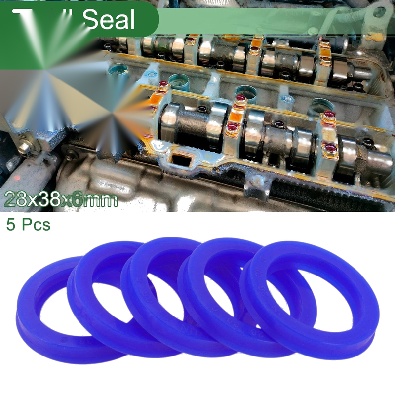 Oil Seal Rotary Shaft Seal TPU 28x38x6mm High Pressure Blue 5 Pcs