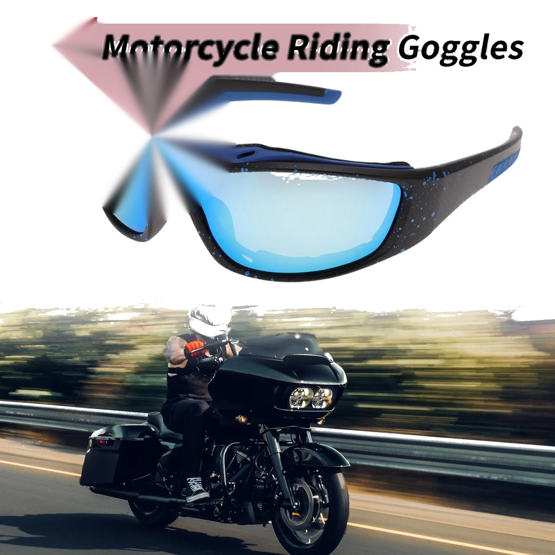 Motorcycle 1Pc Motorcycle Riding Goggles Blue Lens Black Frame Tri-acetal