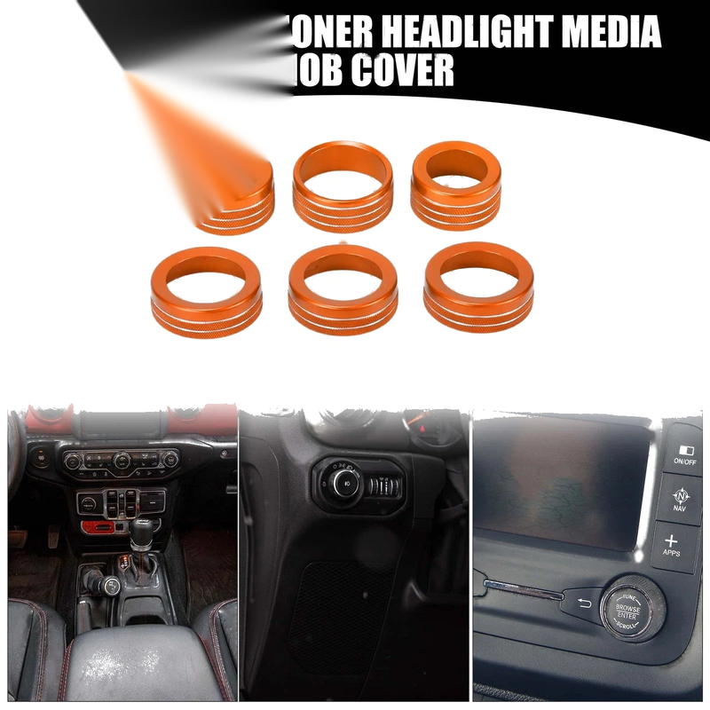 Jeep Wrangler AC Headlight Media Switch Knob Cover Ring (2018-2023)