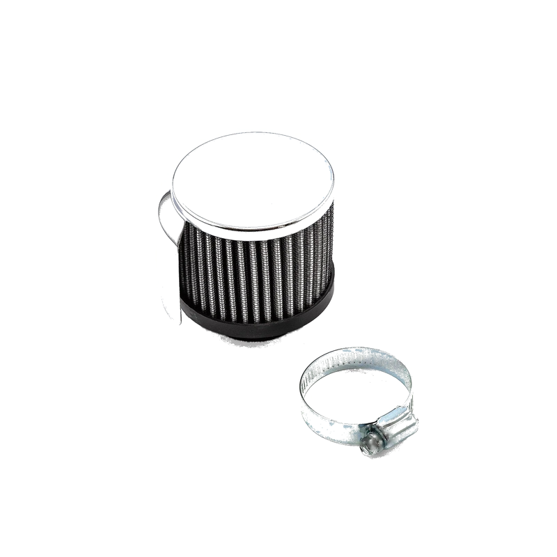 Car Model Chrome Valve Cover Breather Filter w/Hood 1 3/8" Clamp On