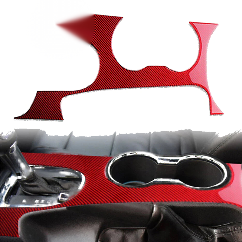 Ford Mustang Red Carbon Fiber Gear Shift Panel Cover Trim (2015-2019)