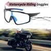 Motorcycle Riding Goggles Light Blue Lens Black Blue Frame PC UV400
