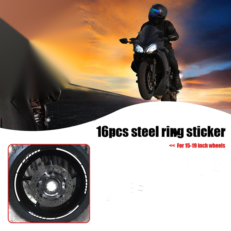 Motorbike Wheel - Silver 18'' Reflective Rim Tape (Fits Most Models)
