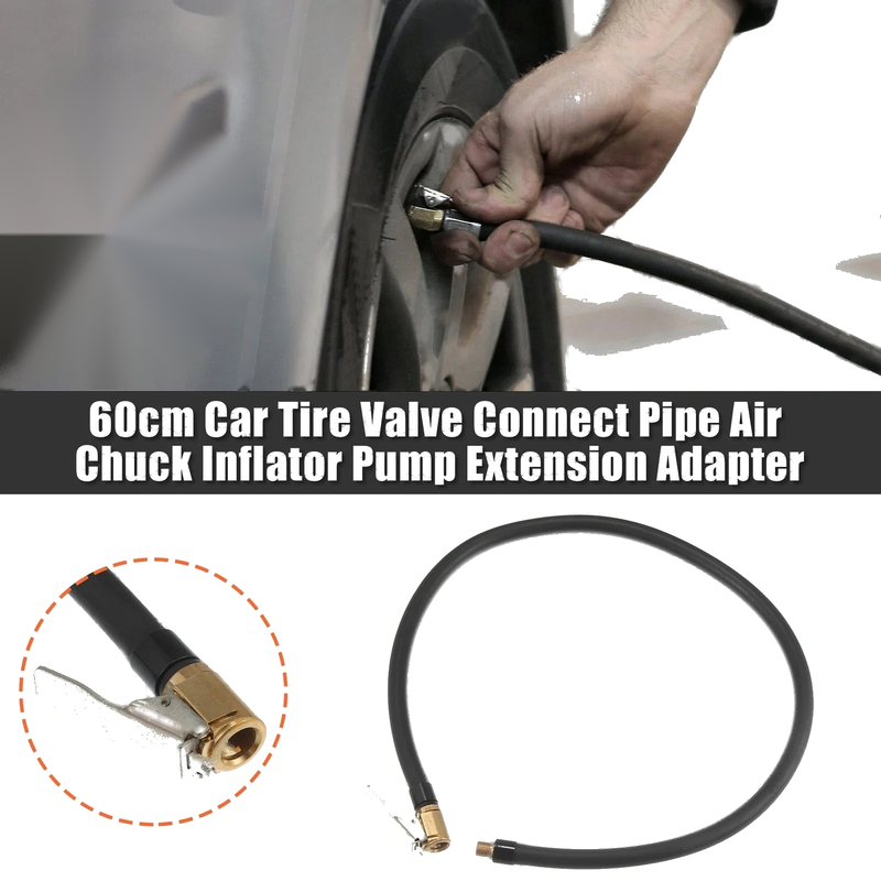 Car Motorcycle Tire Inflator Pump Hose with Locking Air Chuck / 60cm 23.62" /