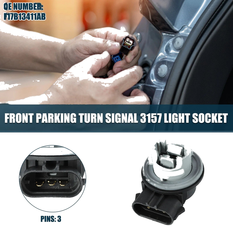 Ford (3 Pins) - Front Parking Turn Signal 3157 Light Socket (1997-2003)