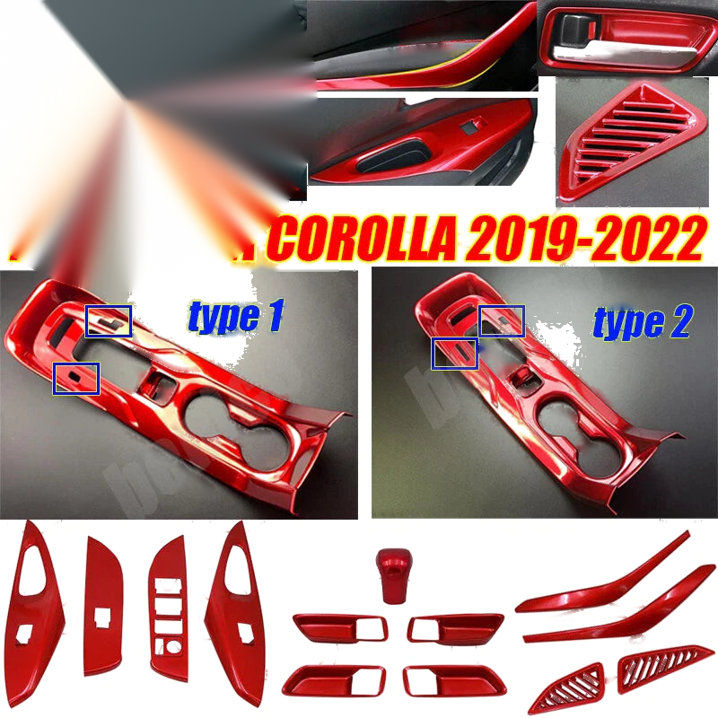 Toyota Corolla 14PCS Red Interior Kit Cover Trim Decor (2019–2024)