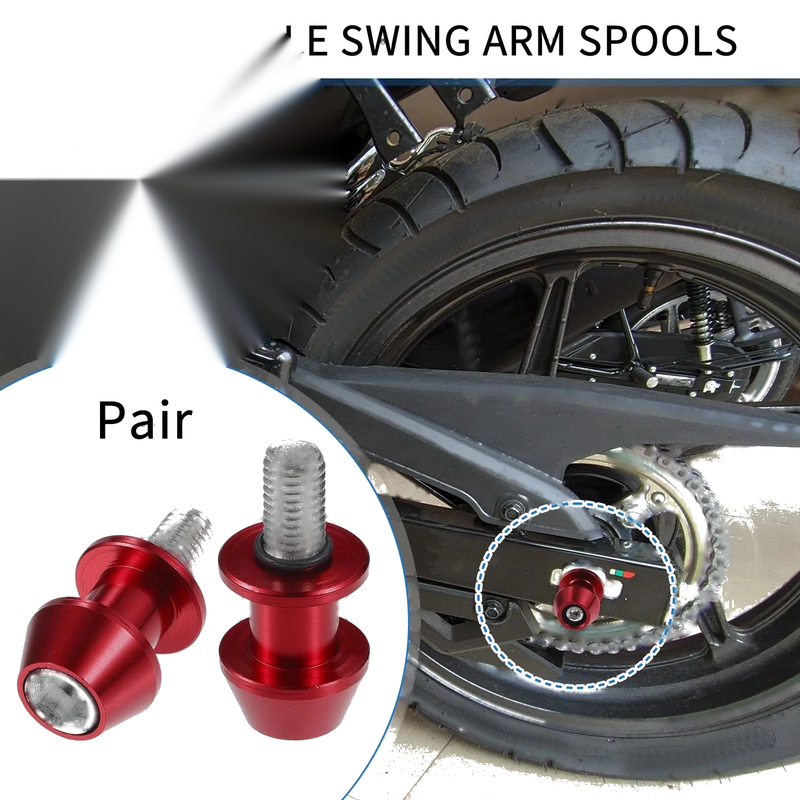 Pair Motorbike Swingarm Spools 10mm CNC Swing Arm Sliders Stand Red