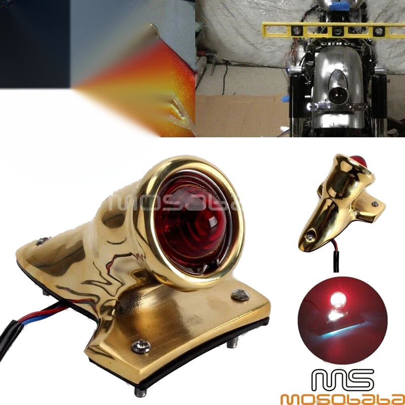 Custom Harley Bobber Brass Crocker Style LED Tail Light Assembly
