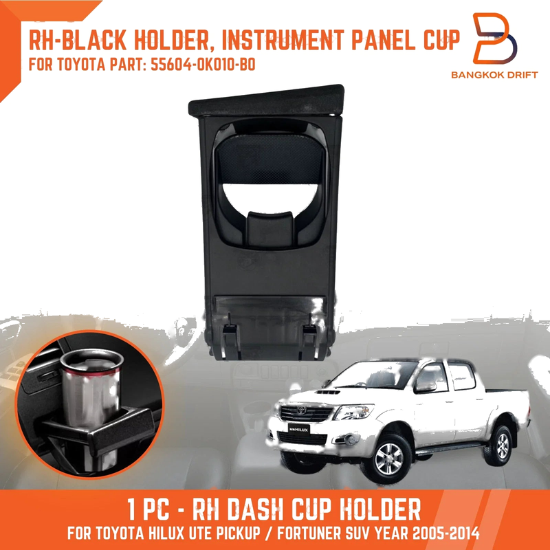 Toyota Hilux Ute Vigo MK6 MK7 Fortuner Black Right Dash Cup Holder (05-15)