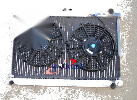 Nissan Skyline S13 R32 Aluminum Radiator +  10" Fans (1989-1994)