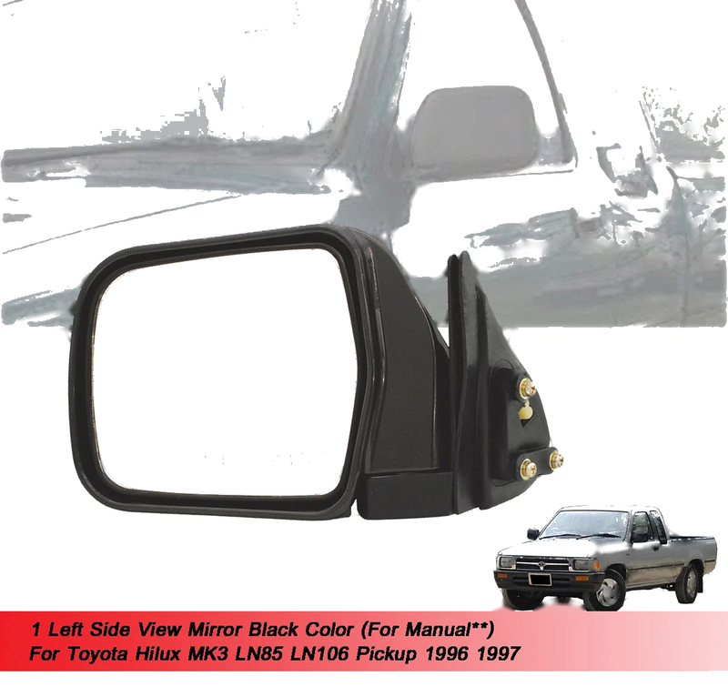 Toyota Hilux MK3 LN85 LH Manual Side View Mirror Black (1996-1997)