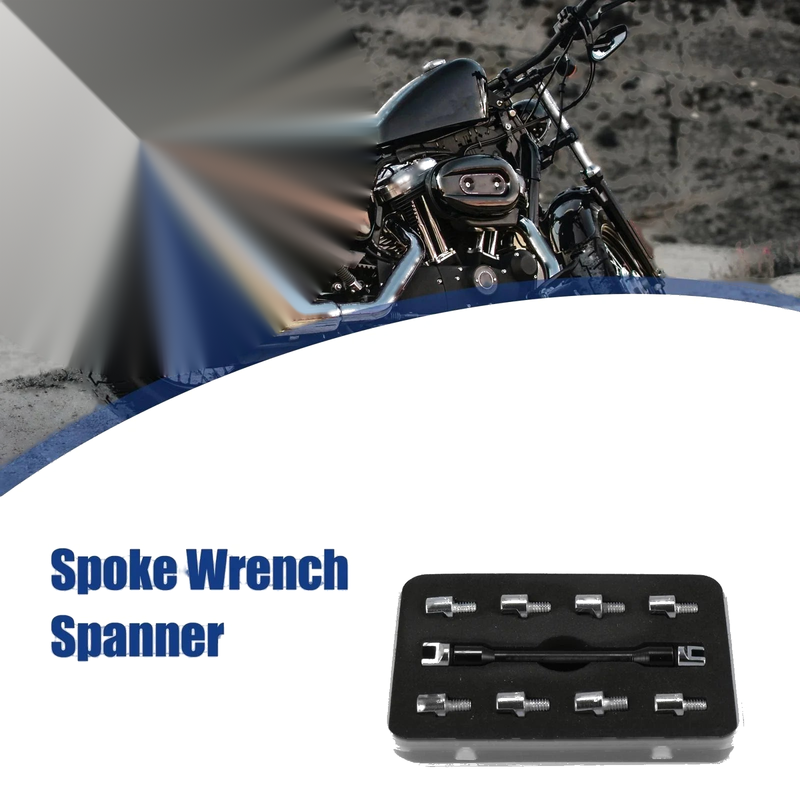 Motorcycle Motorbike Buckled Wheel Tool Black Spoke Wrench Set