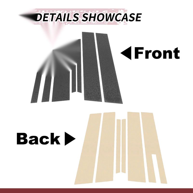 Ford Taurus (2010-2020) Carbon Fiber Black 6 Pcs Door Pillar Window Trim