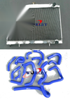 Nissan R33 R34 GT GTT GTR Aluminum Radiator & Silicone Hose Blue (1999-2000)