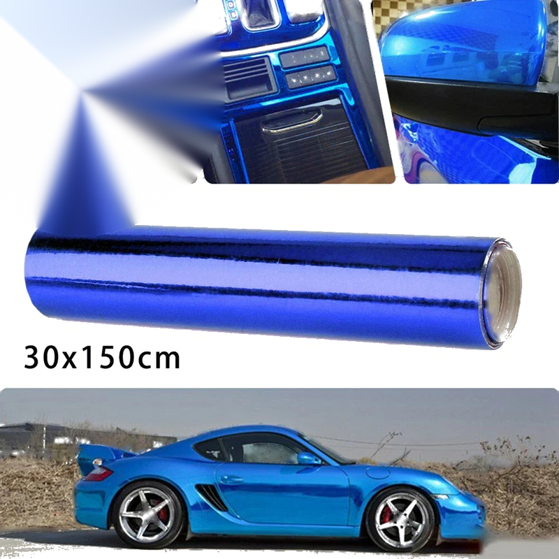 Dark Blue Car Mirror Vinyl Wrap Film Roll / 150x30cm /