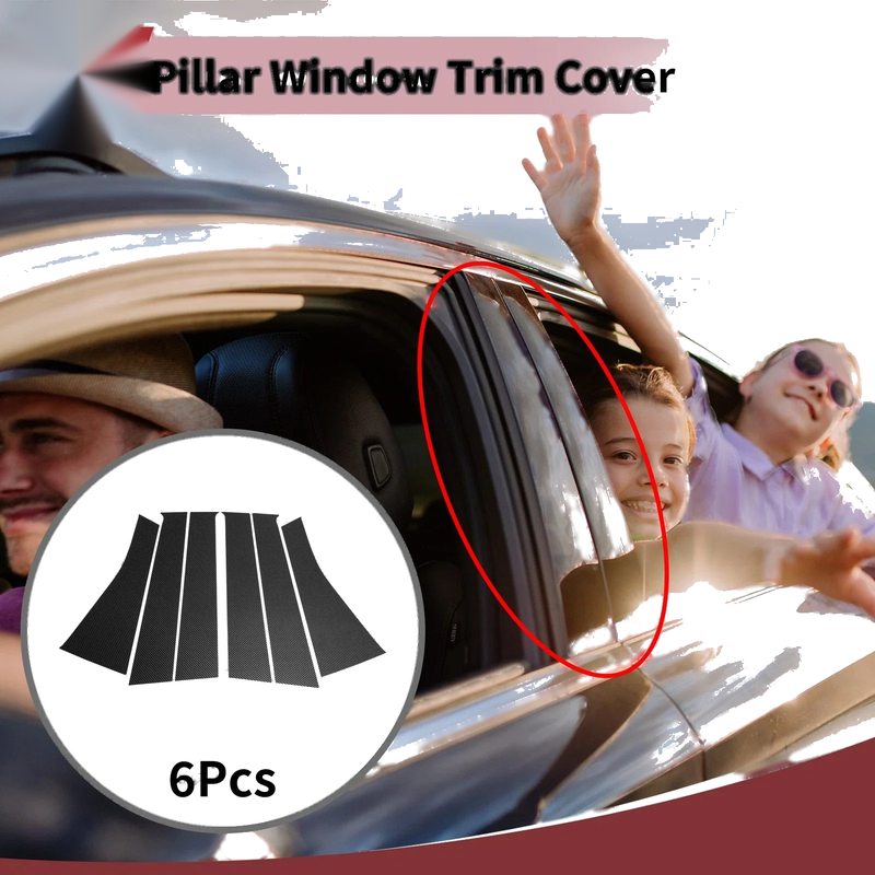 Nissan Versa Note Black Carbon Fiber Door Pillar Window Trim (2014-2019)