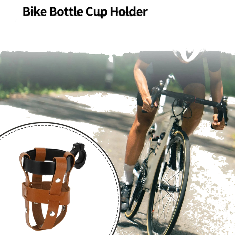 Motorcycle Bicycle Brown Black PU Aluminum Alloy Cup Drink Holder
