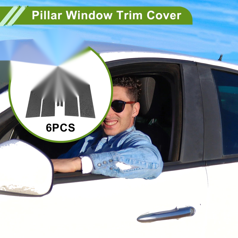 Chevy Malibu (2008 - 2012) Carbon Fiber Black 6 x Pillar Window Trim