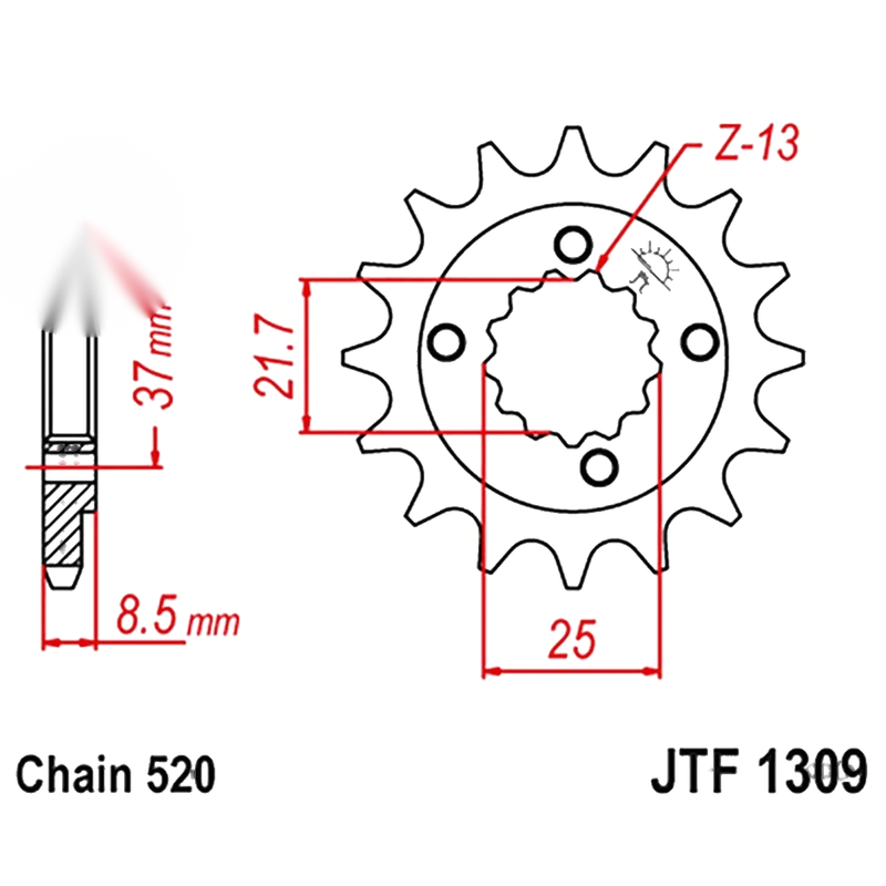Honda TRX400EX Sportrax 13-Tooth Front Sprocket / JT Sprockets / (2005–2014)