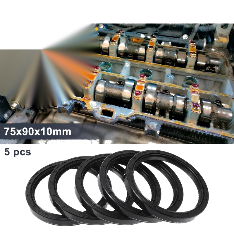 Oil Seal / 75x90x10mm / Seal Ring Rotary Shaft Seal Nitrile Rubber Black 5 Pcs