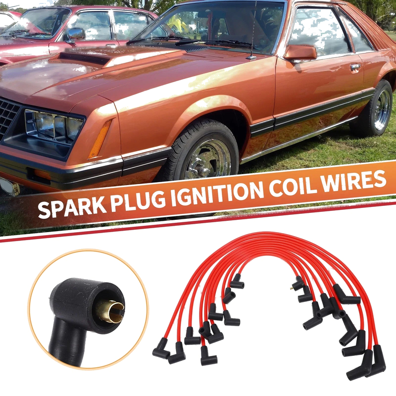 Ford F-150, Mustang 10 Pcs Spark Plug Wire Ignition Coil Cables (1979-1995)