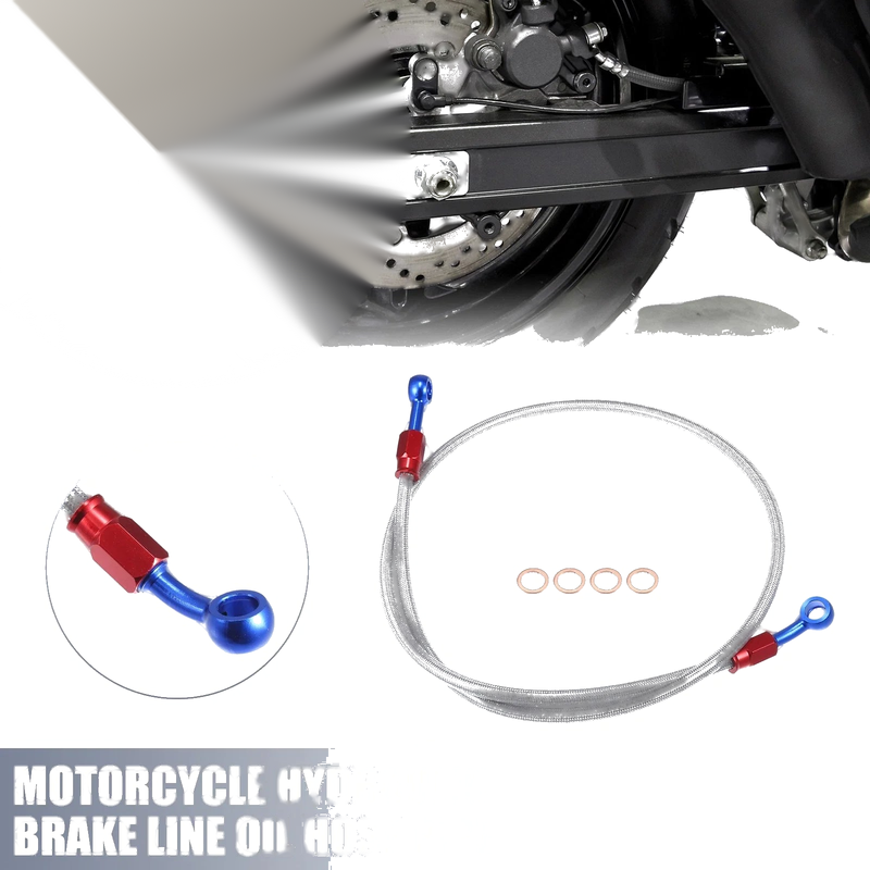 100cm 39.37in 10mm ID Motorcycle Hydraulic Brake Line Silver Tone