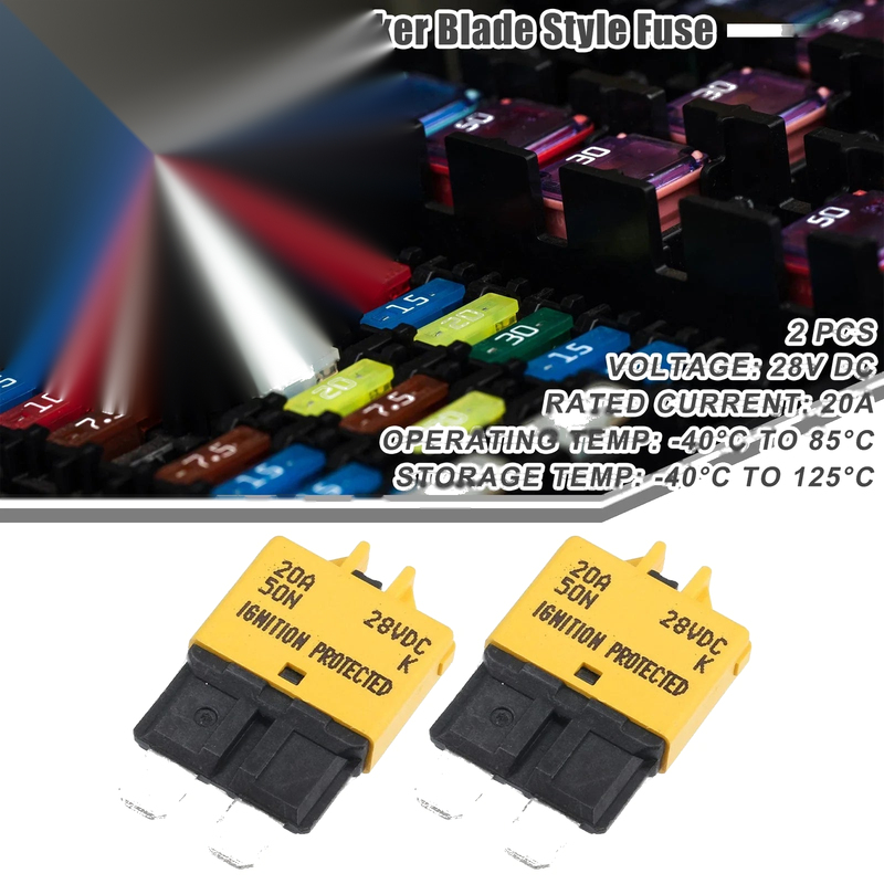Car Marine 2 x Circuit Breaker Blade Style Fuse 20A Resettable