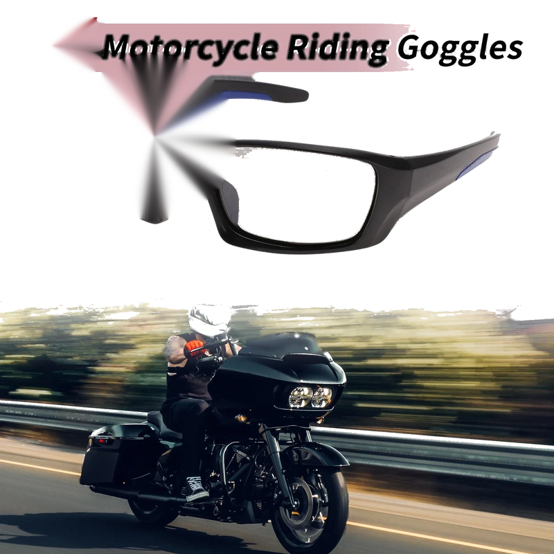 Motorcycle Riding Goggles Light Gray Lens Black Frame Tri-acetel Cellulose