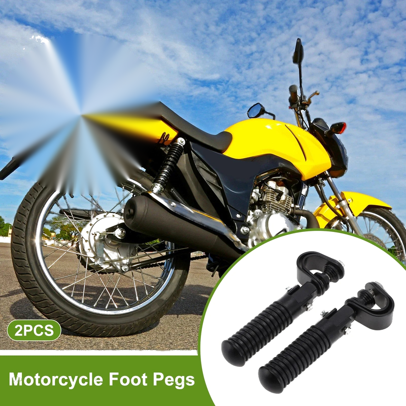 2 x Motorcycle FootPegs 4.9" Rear Footrest Rubber Metal Black