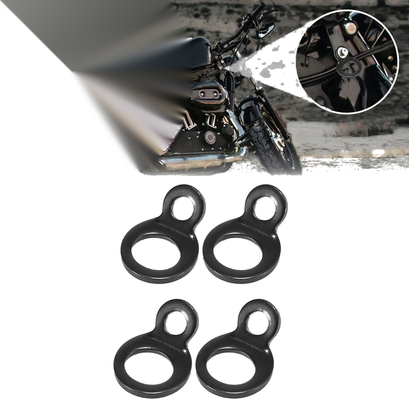 Motorcycle Black 4pcs Stainless Steel Tie Down Anchor Hooks Strap Rings