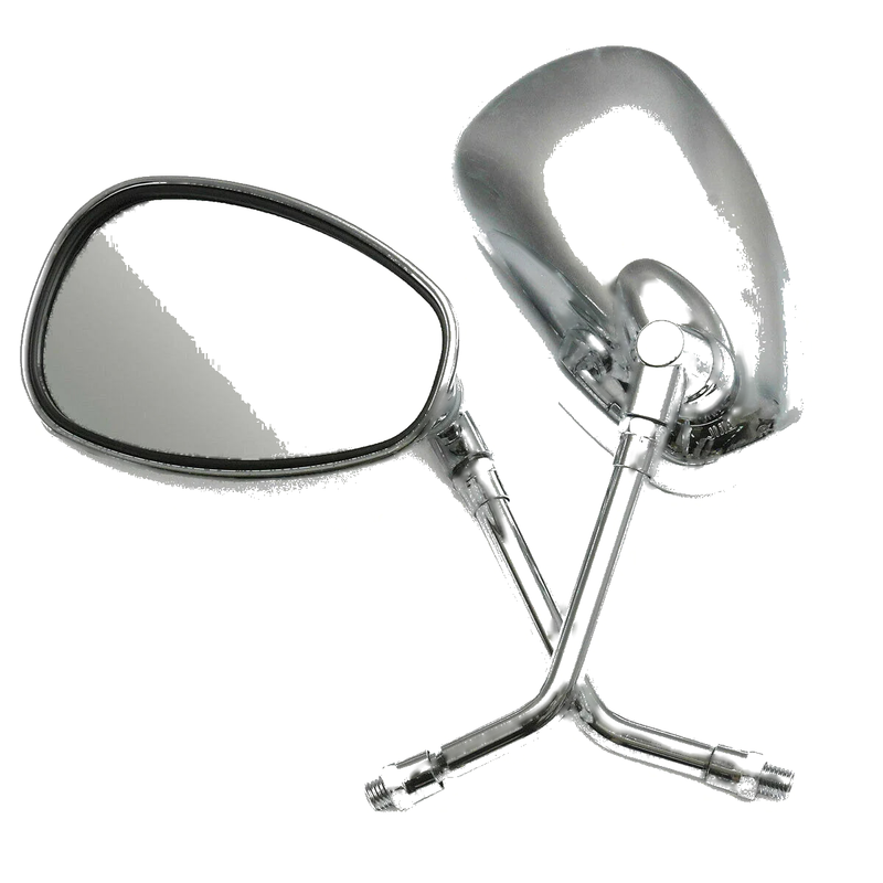 Cruiser Chopper Chrome Motorcycle Oval Rearview Side Mirrors 10mm