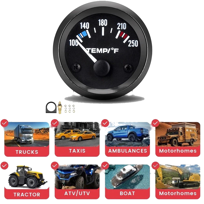 Vehicle Use 12V 2 Inch 52MM Water Temperature Gauge