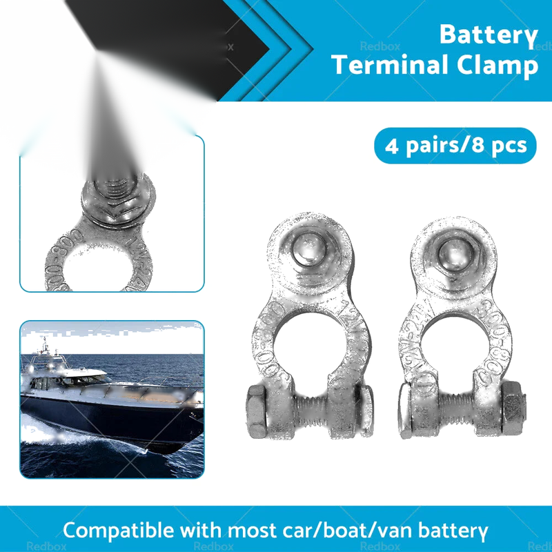 8 x DC 12V-24V Car Battery Terminals Connectors Clamp Clips
