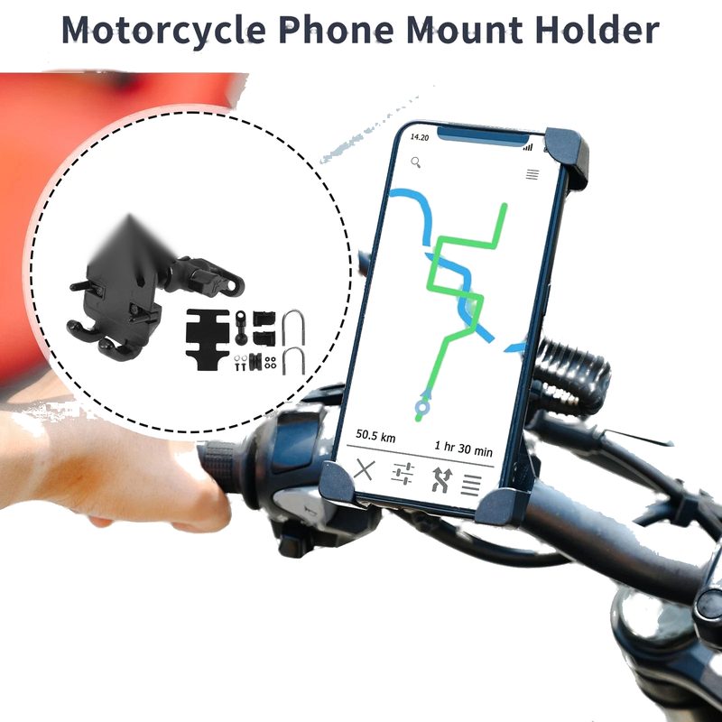 Motorcycle Phone Mount Holder 2.56-3.58in Handlebar Silicone