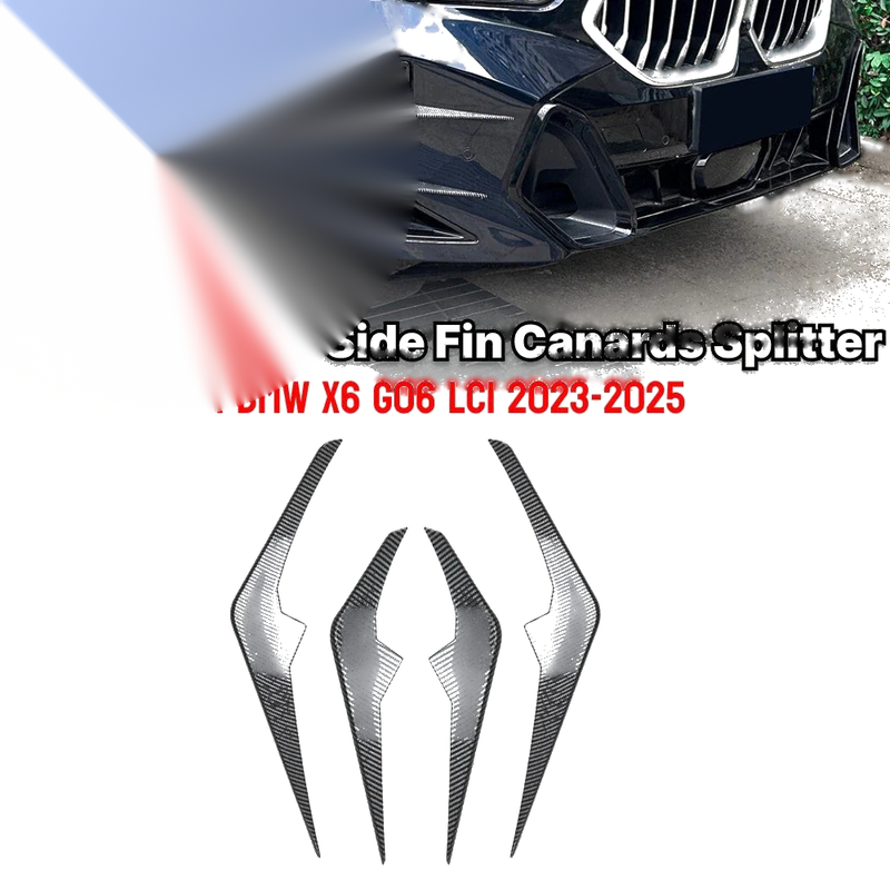 BMW X6 Carbon Fiber Look Front Bumper Side Fin Canard Splitter