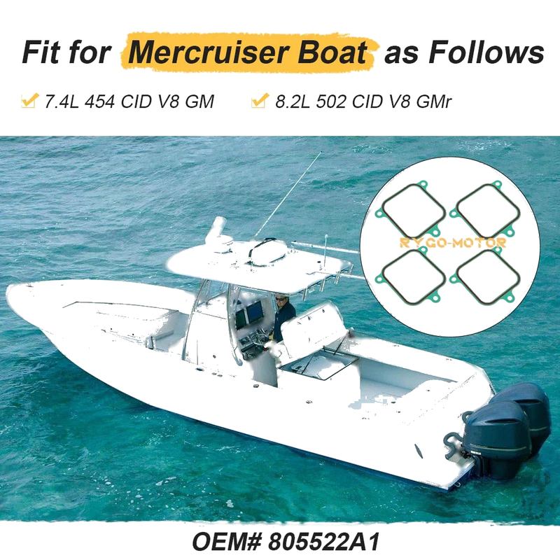 Mercruiser 7.4L 454 and 8.2L 502 V8 Engine Intake Plenum Gasket Set